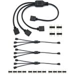 QWORK ARGB Splitter Kablo, 4'lü Paket 118 inç 5V 3 Pin Adreslenebilir RGB Splitter Uzatma Kablosu, 1'e 4 Dişi - Dişi, CPU Soğutucular ve 5 V ARGB Fanlar için 1 Soket - 3 Fiş