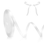 QWZify Beyaz hediye bandı, kurdele bandı, beyaz, 6 mm, saten bant, beyaz, hediye bandı, düğün, 23 m, kurdele bandı, düğün kumaş bant, dekoratif bant, hediye paketi, Noel, vaftiz, el işi, ipek bant
