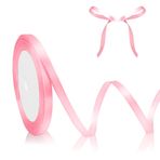 QWZify Hediye bandı, pembe saten bant, 23 m, 6 mm genişlik, açık pembe dekoratif bant, düğün, cadılar bayramı, Noel, vaftiz, doğum günü için, kendin yap el işi, hediye paketi, ipek bant, açık pembe