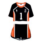 QYIFIRST Anime Karasuno Koukou Lise Sawamura Daichi Forma Seti Voleybol Kulübü Takım Trikot Üniforması NO.1 Cosplay Kostümü Kadın Siyah XXL