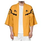 QYIFIRST Erkek Bayan Hokage Uzumaki Clan Uzumaki Ichizoku Örgü Ceket Pelerin Pelerin Kimono Cosplay Kostüm Sarı S