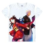 QYIFIRST Manga Japon Anime FGO Night Grand Zero Archer Saber Tohsaka Archer Rin Emiya Cosplay Tişört Kostüm /Tarz 3/ Beyaz S (EU XS) Göğüs 92 cm