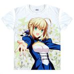 QYIFIRST Manga Japon Anime FGO Night Grand Zero Saber Altria Pendragon Cosplay Tişört Kostüm /Tarz 4/ Beyaz M (EU S) Göğüs 98 cm