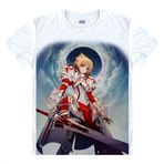 QYIFIRST Manga Japon Anime FGO Night Grand Zero Saber Nero Claudius Caesar Augustus Germanicus Cosplay Tişört Kostüm /Stil 14/ Beyaz S (EU XS) Göğüs 92 cm
