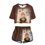 QYIFIRST Purple Garden Jersey Set Crop Top Tişört Şort Suit Cosplay Kostüm Gelin Kadın XS