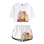 QYIFIRST SK8 The Infinity Reki Kyan Triko Üniforma Jersey Set Bare Midriff Tişört Şort Set Cosplay Kostüm Beyaz Kadın XXL