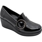 Qymara | Hakiki Deri Dolgu Topuklu Loafer - Çiğdem Kundura - Qymara - Siyah-Rugan - 36 - Black