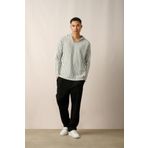 R-5842 Kapüşonlu Kanguru Cep Çizgili Örme Sweatshirt