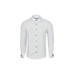 R-Germen Beyaz Damatlık Ata Yaka Taş Düğme Slim Fit Gömlek - 2XL