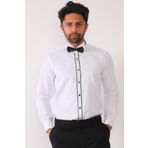 R-Germen Erkek Beyaz Ata Yaka Damatlık Slim Fit Gömlek