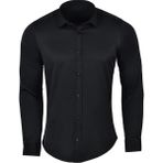 R-Germen Süper Slim Fit Likralı Saten Erkek Spor Gömlek - 2XL - 02S-Siyah