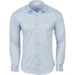 R-Germen Süper Slim Fit Likralı Saten Erkek Spor Gömlek - Buz Mavi