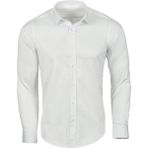 R-Germen Süper Slim Fit Likralı Saten Erkek Spor Gömlek - XL - Beyaz