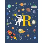 R: Lettera R Iniziale Nome Quaderno a righe Spazio astronauta Composizione per Ragazzi Bambini Compleanno-per Scrivere Scuola-100 Flogli