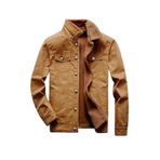 r.lion slim fit kürklü kot mont premium denim-koyu camel- (koyu camel, xxlarge)