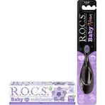R.O.C.S. Baby 0-3 Yaş Mor 35 ml Ihlamur Özlü Yutulabilen Diş Macunu ve Neon 0-3 Yaş Diş Fırçası Seti