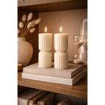 R ROZELLA El Yapımı Ribbed Dekoratif Mum Seti – Modern Salon & Orta Sehpa İçin (2’li)