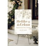 Rabadon Kişiye Özel Düğün Karşılama Panosu - Çiçekli Nişan Nikah Hoşgeldiniz Levhası 50cm X 70cm