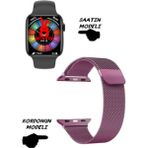 Rabbit Store Wacht 8 Pro Xiaomi Uyumlu Nfc Özellikli Bt Konuşma Özellikli Akıllı Saat Demir Kordon - 45 mm - Mor