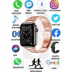 Rabbit Store Watch 8 Pro Metal Kordonlu Akıllı Saat 45MM Nfc Özellikli Bt Çağrı Destekli - 45 mm - Pembe - Siyah