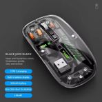 Rabbit Tech Şeffaf Mouse Kablosuz Mouse Fare Şarjlı Bluetooth Wireless Çift Modlu Sessiz 5 Tuşlu Dpı Kontrol - Siyah