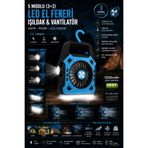 Rabelix Online Marketing Kamp Tipi Şarjlı LED El Feneri Işıldak Mini Vantilatör 3 Kademe Fan 5 Modlu 1200 mAh Kamp Lambası Acil Durum Deprem Çantası