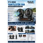 Rabelix Online Marketing Mini 12V Çakmaklık Girişli Çift Başlıklı Araç Vantilatörü Fanı | Numaratörlü Oto Fan Soğutucu | Ayarlanabilir 2’li Oto Klima Destek Fanı