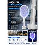 Rabelix Online Marketing Şarjlı Sinek Öldürücü Raket UV Mavi Işıklı 3000V Elektrikli Böcek Öldürücü Type-C Şarjlı 1200mAh Masaüstü Kullanım