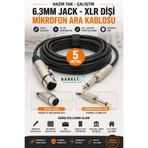 Rabelix Online Marketing Tak Çalıştır 5 Metre Mikrofon Kablosu 6.3mm Mono Erkek Jack - XLR Dişi Canon Kablo 5m