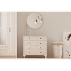 Rabi Mobilya Yağmur Country Şifonyer Mat Beyaz 86 cm Yükseklik 90 cm Genişlik 5 Çekmeceli Tasarım