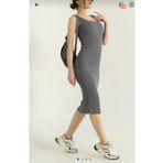 Rabi Shine KADIN KALIN ASKILI LİKRALI MİDİ ELBİSE