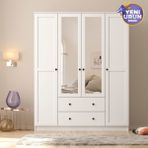 Rabi Side 4 Kapak 2 Çekmece Aynalı 184 Beyaz Gardırop