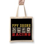 Race Crash Repeat Quad Copter Drone Racing Fpv Gifts For Everyone Made In Us Bez Çanta Uzun Saplı - Açık Bej - 40 X 40