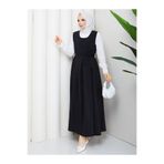 RACE FASHİON Düğme Detaylı Pileli Jile Tesettür Elbise RC6032