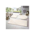 Rachel Carpet 3'lü Banyo Halısı Peluş Post Halı Klozet Takımı Krem Rengi 50x90/50x60/50x50 (Yuvarlak)