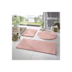 Rachel Carpet 3'lü Banyo Halısı Peluş Post Halı Klozet Takımı Pembe 50x90/50x60/50x50 (Yuvarlak)