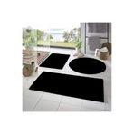 Rachel Carpet 3'lü Banyo Halısı Peluş Post Halı Klozet Takımı Siyah 50x90/50x60/50x50 (Yuvarlak)