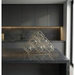 Rack And Cork - 6 Şişe Kapasiteli Şaraplık Rafı | Modern Gold Şarap Depolama I Masaüstü Şarap Rafı
