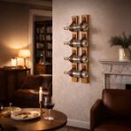Rack And Cork - Modern 6'lı Masif Ahşap Şaraplık | 6 Şişe Kapasiteli | Duvar Ahşap Şaraplık Rafı