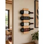 Rack And Cork - Modern Ahşap Şaraplık, 4 Şişe Kapasiteli, Duvar Askılı Şarap Rafı