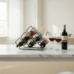 Rack And Cork - Modern Metal 6 Şişelik Şarap Rafı, Masa Üstü Şarap Tutucu, Tezgah Üstü Şaraplık