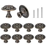 Racksoy ShipeeKin 10 x Retro Antik 30 mm Mobilya Düğmeleri Çekmece Kulpları Kilit Çiçekleri Desen Bronz Düğmeler Vintage Pirinç Dolap Komodin Mutfak için Çekme Kolları