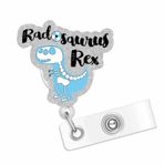 Rad Saurus Rex Rozet Makarası, Komik T-Rex Dinozor Rozet Makaraları Geri Çekilebilir, İsim Rozet Tutucu Makara Kimlik Klipsi, Hemşire Tıbbi Ob GYN Pediatri Öğrenci Öğretmeni için Sevimli Hayvan