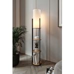 RADİANTE Lambader – Doğal Ahşap Görünümlü Gövde, Kompakt Kare Taban (23x23 cm), 135 cm Yükseklik, E27 Duy Tipi Uyumlu, LED Ampul ile Kullanılabilir, Kolay Kurulumlu, Göz Yormayan Işık (Mese)