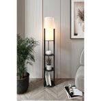 Radiente Yuvarlak Raflı Lambader Madran Ceviz – 135 cm Modern Zemin Lambası, 3 Raflı Kitaplık Tasarımlı, E27 Uyumlu, Aletsiz Kurulum, MDF Gövde, Salon & Yatak Odası Aydınlatma