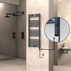 Radiva Haiti 600 W 500x1200 mm Düz Antrasit Oned On Off Termostatlı Sağ Elektrikli Havlupan