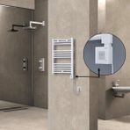 Radiva Haiti Elektrikli Havlupan 500 x 700 Düz Beyaz Parlak (Kt x 1 Termostat) 300 Watt Spiral Kablolu - 50 x 70