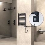 Radiva Haiti Elektrikli Havlupan 500 x 700 Düz Siyah Mat (Kt x 1 Termostat) 300 Watt Spiral Kablolu - 50 x 70