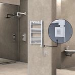 Radiva Haiti Elektrikli Havlupan 500 x 800 Düz Beyaz Parlak (Kt x 1 Termostat) 300 Watt Spiral Kablolu - 50 x 80