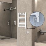 Radiva Haiti Elektrikli Havlupan 500 x 800 Düz Beyaz Parlak (Kt x 3 Termostat) 300 Watt Spiral Kablolu - 50 x 80